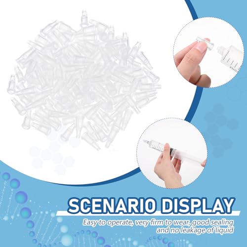 Image of Gejoy 150 Pcs Syringe Caps Dispensing Needle Clear Syringe Tip Caps | Protect Needle Tips from Clogging, for Craft Glue Dispensing and Industrial Work, Reusable Covers Keep Syringes Clean