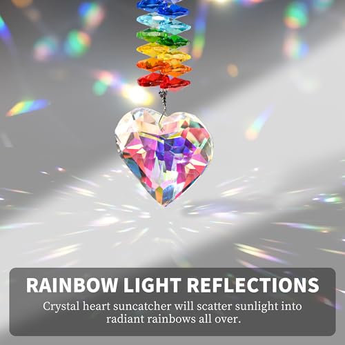 Crystal Heart Suncatcher with Engraved Thank You Message, Window Hanging Crystal Prism Sun Catcher Rainbow Maker, Appreciation Gratitude Gifts for Women Men Teacher Nurse Coworker by QIANCHANG - Used condition - Image 2