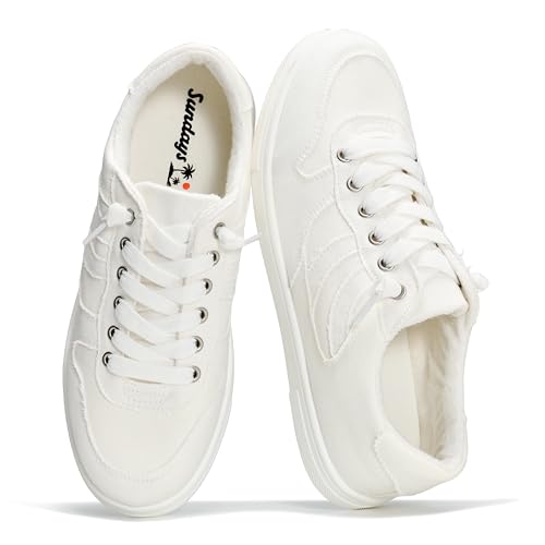 Image of Sundays Canvas Sneakers Women - Memory Foam Insole with Breathable Canvas Shoes for Women Footwear - Non-Slip with Lightweight and Comfortable Womens Sneakers
