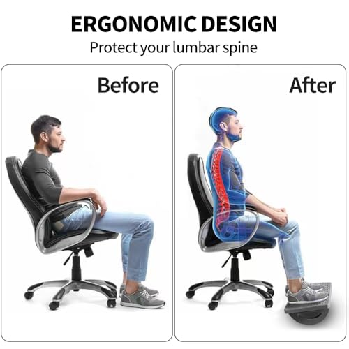 Image of CasaZenith Foot Rest for Under Desk at Work - Ergonomic Foot Stools for Under Office Desk - Rocking Footrest with Roller Massager - Leg Rest for Chair, Computer Gaming -13 inch L x 9.6 inch W x 5 inch H (Gray)