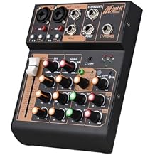 الصوت خلاط المحمولة 4-قناة DJ خلاط وحدة تحكم مصغرة الصوت خلط المجلس مع USB BT 48 V فانتوم السلطة 3-فرقة EQ Loopback زر وحدة تحكم الصوت للعروض الحية استوديو الحزب