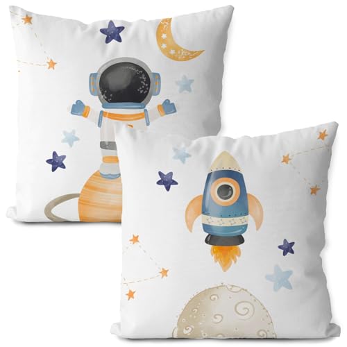 Image of Likjad Space Pillow Covers 18x18 Set- 2, Space Decor for Boys Room, Space Themed Bedroom Decor,Universe Galaxy Space Space Pillowcase for Bed,Galaxy Themed Party Decorations, Space Themed Room Decor