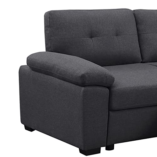 Sectional Sofa Sleeper Bed Pull Out Couch Sofa Bed For Living Room With Storage Chaise 6 Seater Fabric L Shape Sleeper Couch Furniture Set (Dark Grey) #TOP5