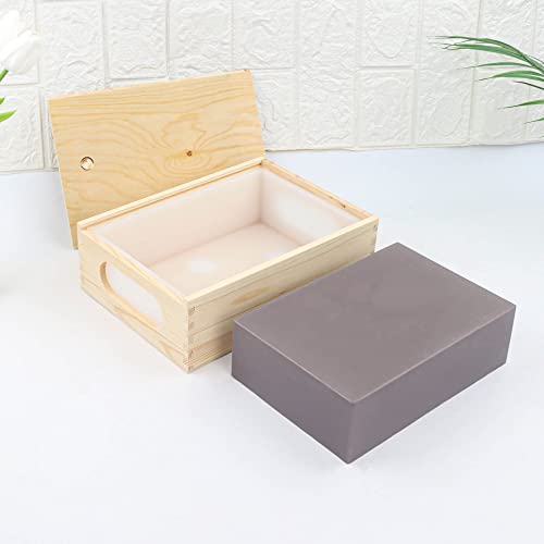 Rectangle Silicone Soap Mold Silicone Liner 9 Bar 2500Ml 5Lbs High Capacity With Wood Box And Lid Diy Handmade Swirl Making And Epoxy Resin Making Tool #TOP4