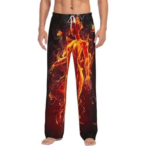 Pyjama polaire homme chaud couleur nude à motif flamme avec poches