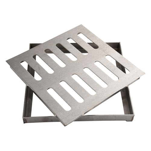 BlesConi Griglia di scarico per esterni in acciaio inox per canali di drenaggio con finitura antiscivolo (200 x 200 x 30 x 3 mm)