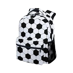 Soccer Backpack for Girls Boys, 16 Inch Soccer Theme Bookbag with Adjustable Straps, Lightweight, Durable, School Bag with Large Capacity