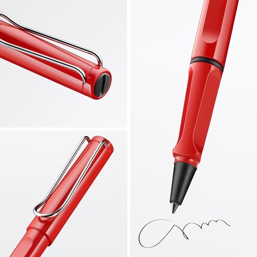 Image of Lamy Safari Red Roller Ball Pen with Medium M63 blue refill