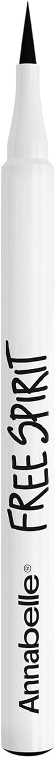 Annabelle Free Spirit Liquid Eyeliner, Be Bold - Black, Thin & Flexible Felt Tip, Perfect for Graphic Lines, Waterproof, 24H Long-Lasting, Smudge-Proof, Transfer-Proof, Cruelty-Free, 1 mL
