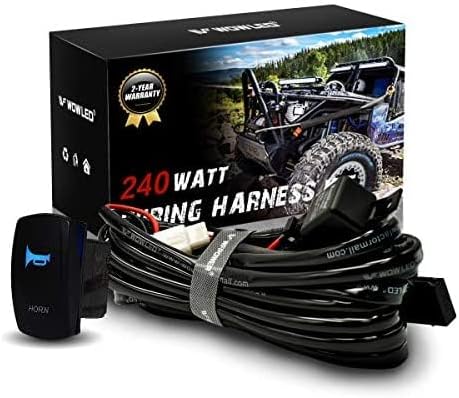 WOWLED Laser Horn Rocker Switch, Waterproof Train Horn Wiring Kit, LED Illuminated Backlit + Relay Wiring Harness Kit for Truck Car Boat SUV ATV UTE 4X4 On/Off Toggle Switch