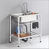 Robuste et réglable : cet évier en acier inoxydable dispose d'un support qui conserve sa forme au fil du temps. Les pieds réglables offrent une personnalisation de la hauteur pour une stabilité et un équilibre optimaux. Profitez de la commodité avec le robinet pivotant à 360°, ce qui le rend idéal pour diverses tâches. Parfait pour les cuisines, les ateliers ou les espaces extérieurs, assurant fonctionnalité et style.