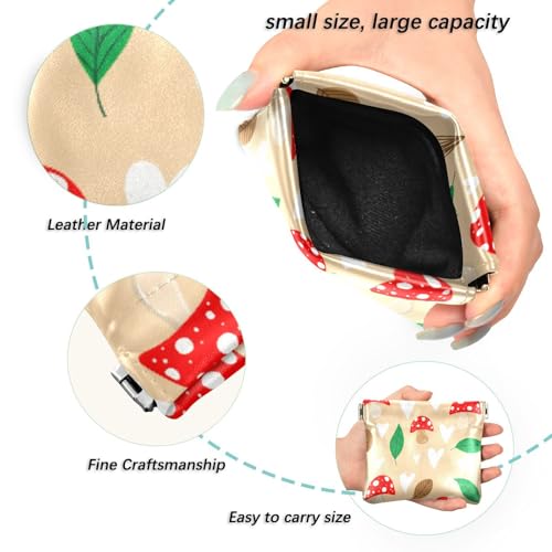 Cute Red Polka Dot Mushrooms Coin Purse Leather Pouch Change Purse, Squeeze Coin Pouch for Cards, Keys & Lipsticks, Unisex2