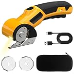Cordless Electric Scissors - 4V Mini Electric Box Cutter, Carpet & Cardboard Cutter Tool with Replacement Blades & Storage Box, Rotary Cutting for Cardboard, Carpet, Leather, Plastic Packages