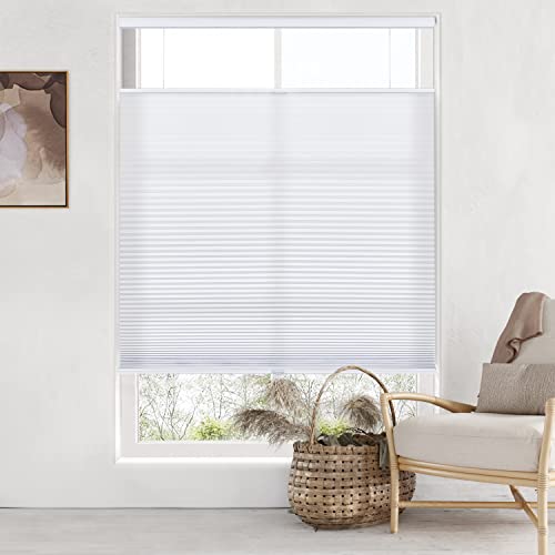 LazBlinds Top Down Bottom Up (TDBU) Cordless Cellular Shades, Light Filtering Honeycomb Shades Thermal Insulation Noise Reduction Blinds for Windows, 25" W x 64" H, White by LazBlinds - Used condition - US$19.18