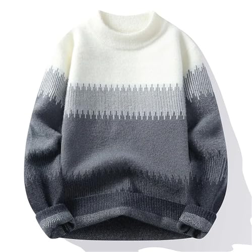 Mens Gradient Knitted Sweaters Warm Fashion Patchwork O Neck Knit Pullovers2