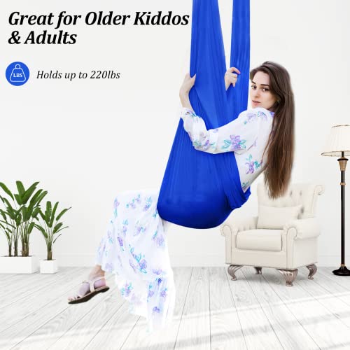 Aokitec Sensory Swing for Kids with Special Needs, Indoor Kids Swing Cuddle Hammock Chair Adjustable Aerial Swing for Children with Autism, ADHD, Asperger, Sensory Integration(Blue) - Image 4