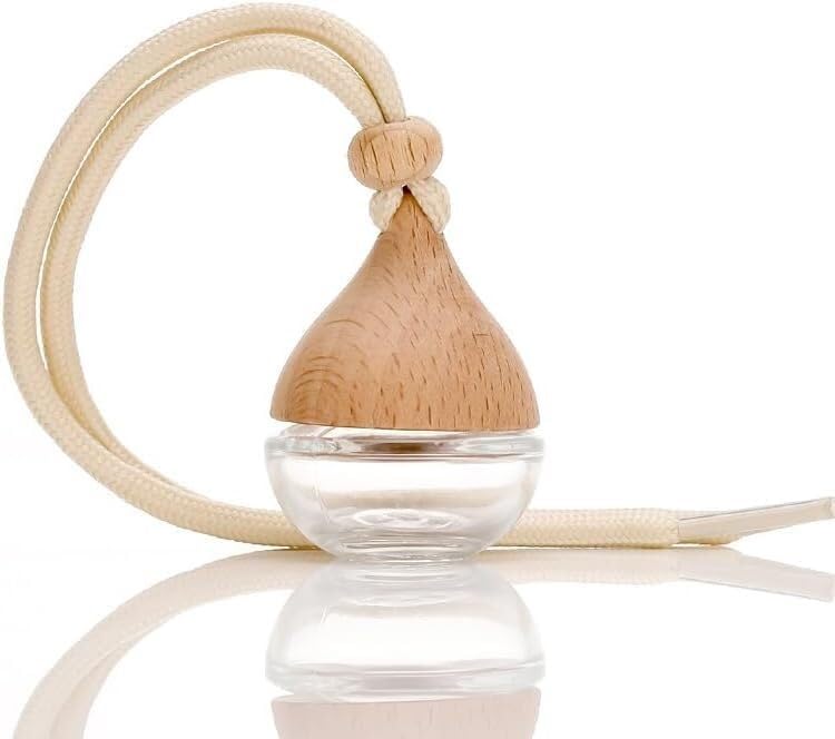 Przenośna buteleczka z atomizerem do perfum, Mini podróżny atomizer do perfum 5 ml przezroczysta/matowe drewniane wieczko z możliwością wielokrotnego napełniania(Transparent)