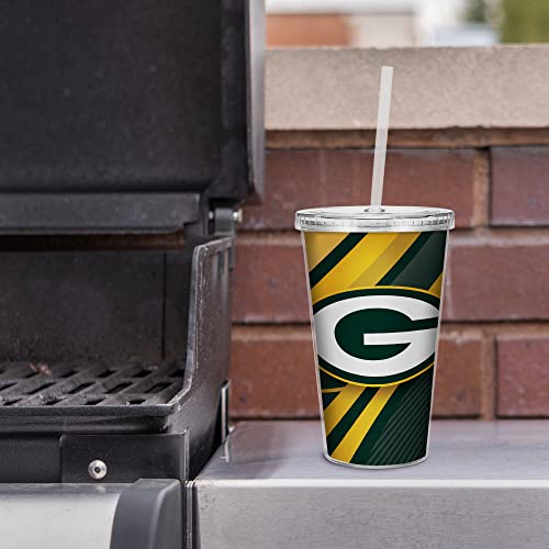 Image of Rico Industries NFL Football 16oz Clear Tumbler W /Straw for NFL Fans