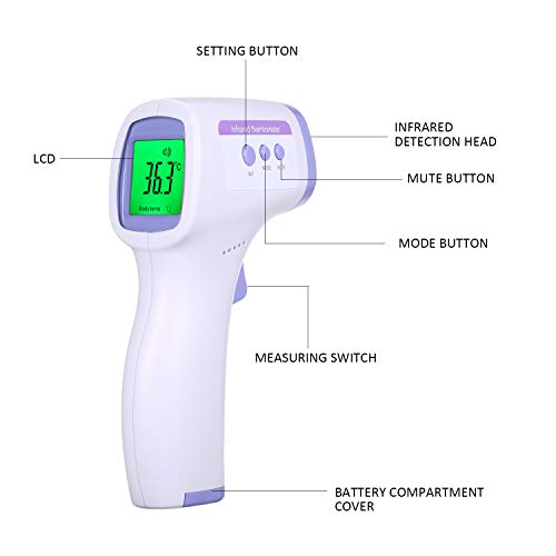 Tickas Non-contact IR Forehead Thermometer,LCD Digital Display Portable Handhold Design °C/°F Switchable