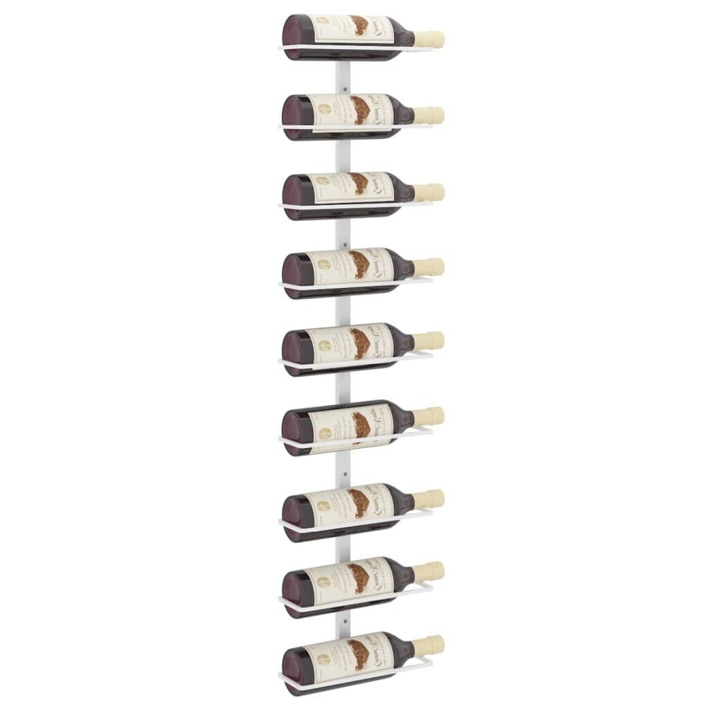 vidaXL Wand Weinregal für 9 Flaschen Wandregal Weinhalter Weinflaschenhalter Flaschenregal Weinständer Hängeregal Weinflaschenregal Weiß Eisen
