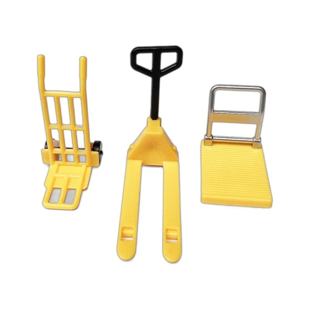 GMBYLBY 3pcs Dollhouses Engineering Tools Handcart Forklift Set In 1/12 Scale For Creating Miniature Warehouses