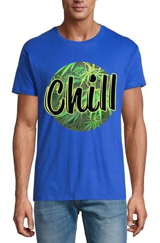 T-shirt en coton bleu roi pour homme Chill Smoker