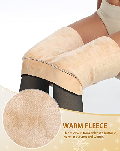 Image of CHRLEISURE Women's Fleece Lined Tights - Fake Sheer Warm Pantyhose Thick Winter Leggings