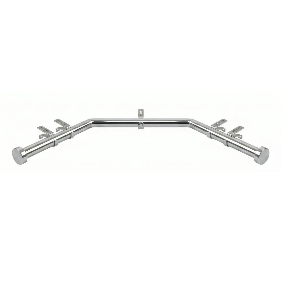 Bay Window Curtain Pole 3-Sided 28mm Eyelet Rod Rail Set with Adjustable "A" Brackets & End Cap Finials (Chrome, 3m (3x 1m Poles))