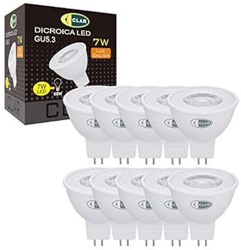 CLAR - Lampadina LED GU5.3 7W, Faretto 12V LED, Faretti LED GU5.3, Luce Calda 3000K (Pack 10)