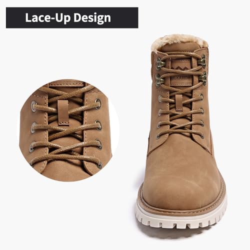 Image of Mens Snow Boots Fur Lined Hiking Boots Waterproof Anti-Slip Outdoor Climbing Shoes