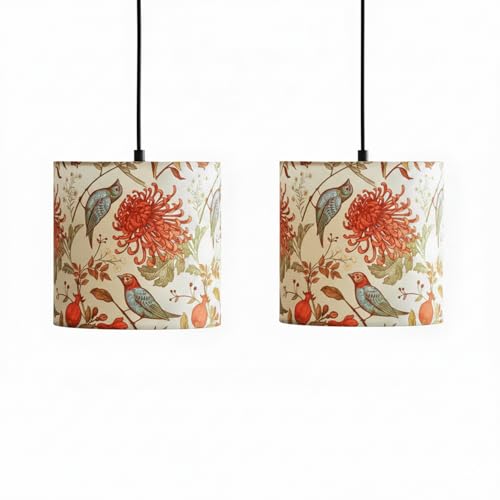 Image of ExclusiveLane 'Chirping Birds' Pendant Hanging Lights for Living Room (Set of 2, 8.1 Inch, Cotton Wrapped Over Polyvinyl) |Pendant Lights for Ceiling Lights for Living Room Hanging Lamps for Bedroom