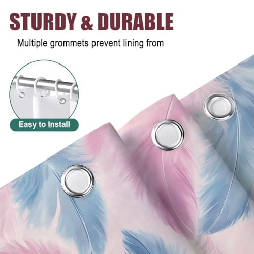 Rideau de douche bleu clair plume pour une cabine de douche zen et cosy - 6