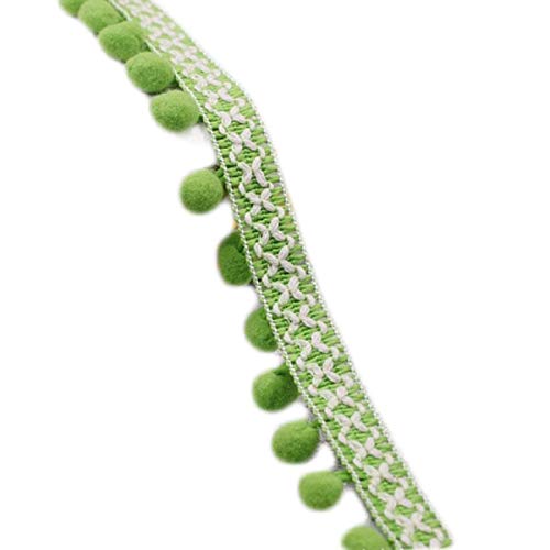 Ruban brodé Yalulu à pompons vert pour customisation textile