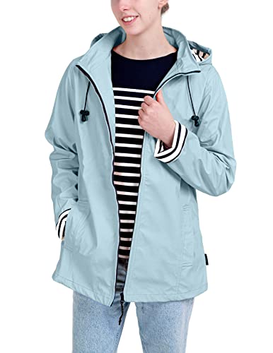 Breizh Ocean - Ciré Femme Imperméable, du XS au 4XL, Création Française ERQUY - Coupe Vent avec Coupe Ajustée et Intérieur Rayé Style Marinière -...