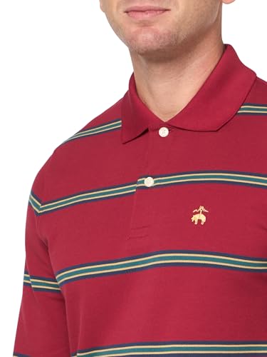 Brooks Brothers Men's Long Sleeve Cotton Pique Stretch Logo Striped Polo Shirt3