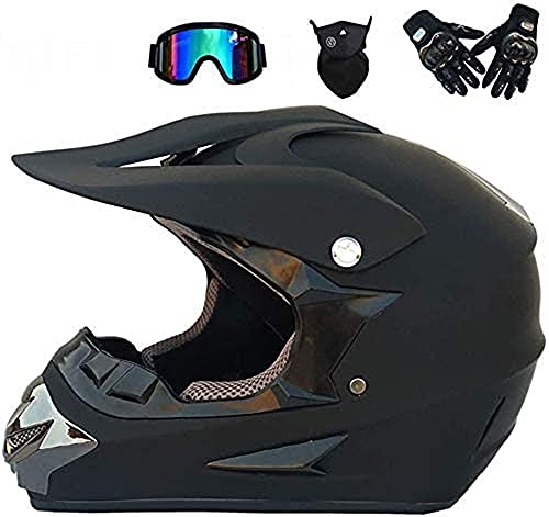 Suntop Motocross Helmet Off Road Crash Helmets Full Face Road Race Motorbike Enduro Motorcycle Downhill Helmet Set with Goggles Gloves Mask for Adult Youth Men Women,S