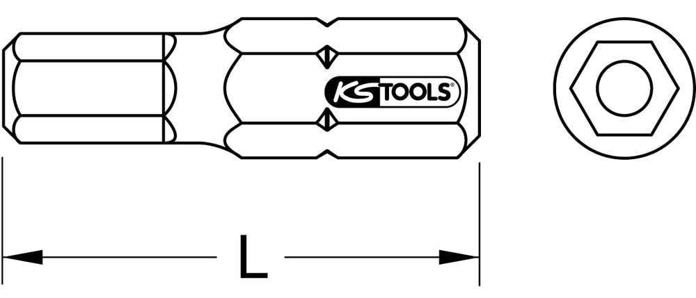 KS-Tools 911.2968 1/4" Bit Innen6kant m.Bohrung, Satin Chrome-plated, 5 Stück - Image 2