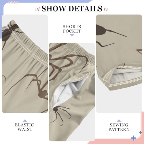 Spider on Beige Boys Pants Boys Athletic Pants Long Pant for Boywith Pockets Wide-Leg Size 6-14Y4