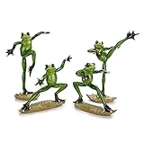JUXYES Set of 4 Creative Resin Kung Fu Frogs Figurine Decor, Kungfu Pose Frog Sculpture Statue, Personalized Animal Collectible Figurines Mascot Frog Resin Crafts for Shelves Table Desk Decor