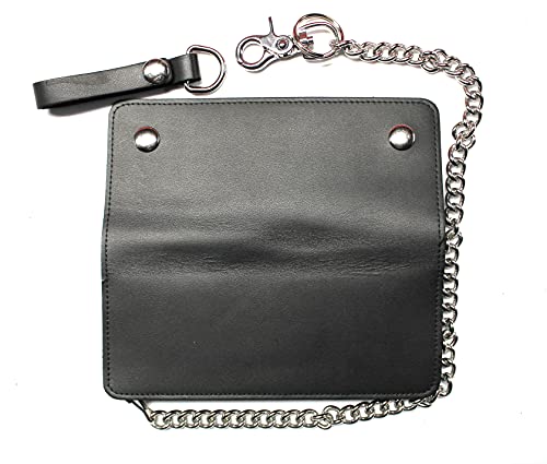 Slim Biker Wallet Premium Leather with 18 inch Chain (Black)4