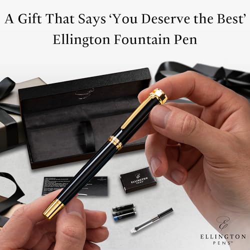 Image of Ellington Pens Luxury Fountain Pen Set- Extra Fine Nib- Includes 3 Ink Cartridges, Refillable Ink Converter, Gift Box -Fountain Pens For Writing, Calligraphy, Journaling, Sketching (Noble Heritage)