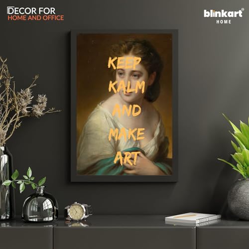 Image of BLINKART Framed Photo - Keep Kalm An Make Art | Altered Art Theme | Motivational & Inspirational Wall Art Poster for Home, Bedroom, Living Room, Office, Hotel & Gifting - 12x8 Inch