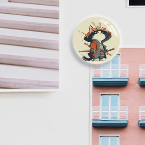 Imán decorativo de vidrio redondo con diseño de gato miniatura 7