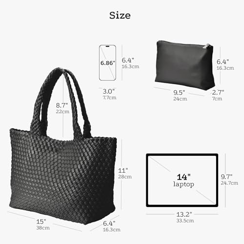 Woven tote Bag for Women, Large woven handbag Shoulder Bag Soft Vegan Leather with Inner Zipper Pouch4