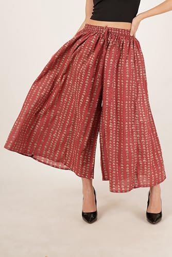Image of COTLAND Fashions Jaipuri Cotton Printed Flared Palazzo Pants for Women