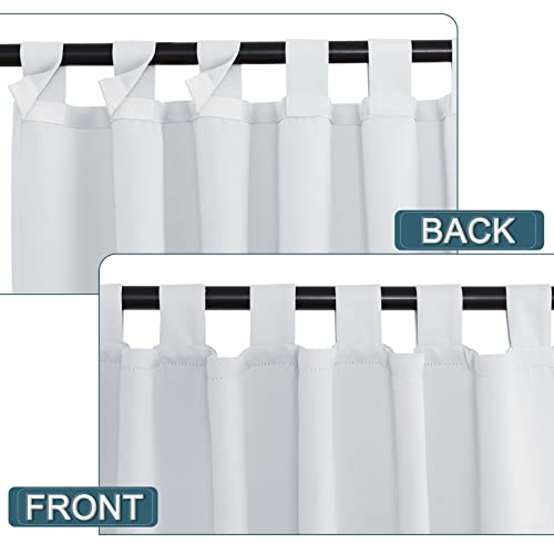 PONY DANCE Outdoorvorhang mit Abnehmbaren Schlaufen 2 Stücke H 243 x B 132 cm Outdoor Vorhänge Wasserdicht Balkon Vorhang Sonnenschutz Outdoor Gardinen für Pavillon, Grau-weiß