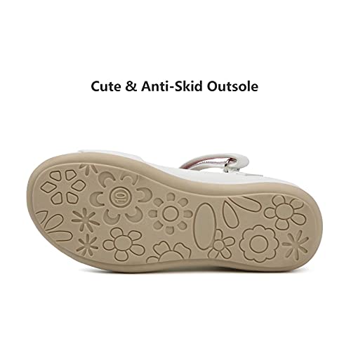 Samilor Mary Jane Shoes for Girls Comfortable Flats School Shoes for Girls Dressy Knot School Uniform Mary Jane Girls Flats Cute Girls Dress Shoes (Toddler/Little Kid) White 13