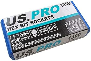 Bergen Long 7pc 3/8 HEX BIT SOCKET SET 3-10mm allen key B1123