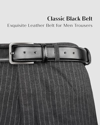 Mens Black Belt, Leather Dress Belts for Men Business Casual Pants Golf3