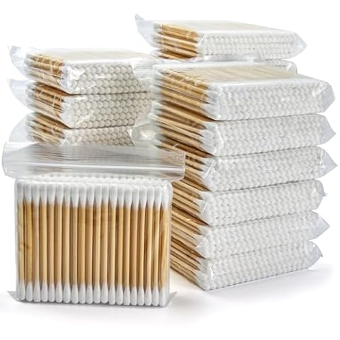 Cotton Swabs 2000ct(20 Pack), Cotton Swabs with Wooden Sticks, Double Tips Cotton Buds, 3 inch Cotton Swabs for Ears, Makeup, Personal Grooming and Household Cleaning Cover